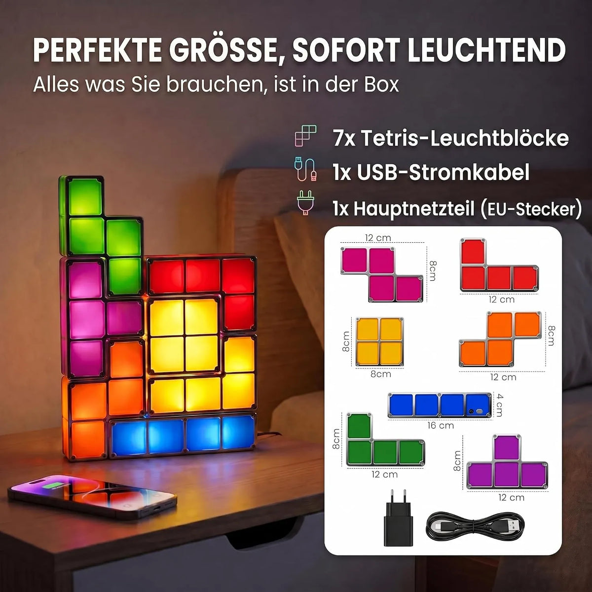 Tetris LED Namizna Svetilka 7 Kosov