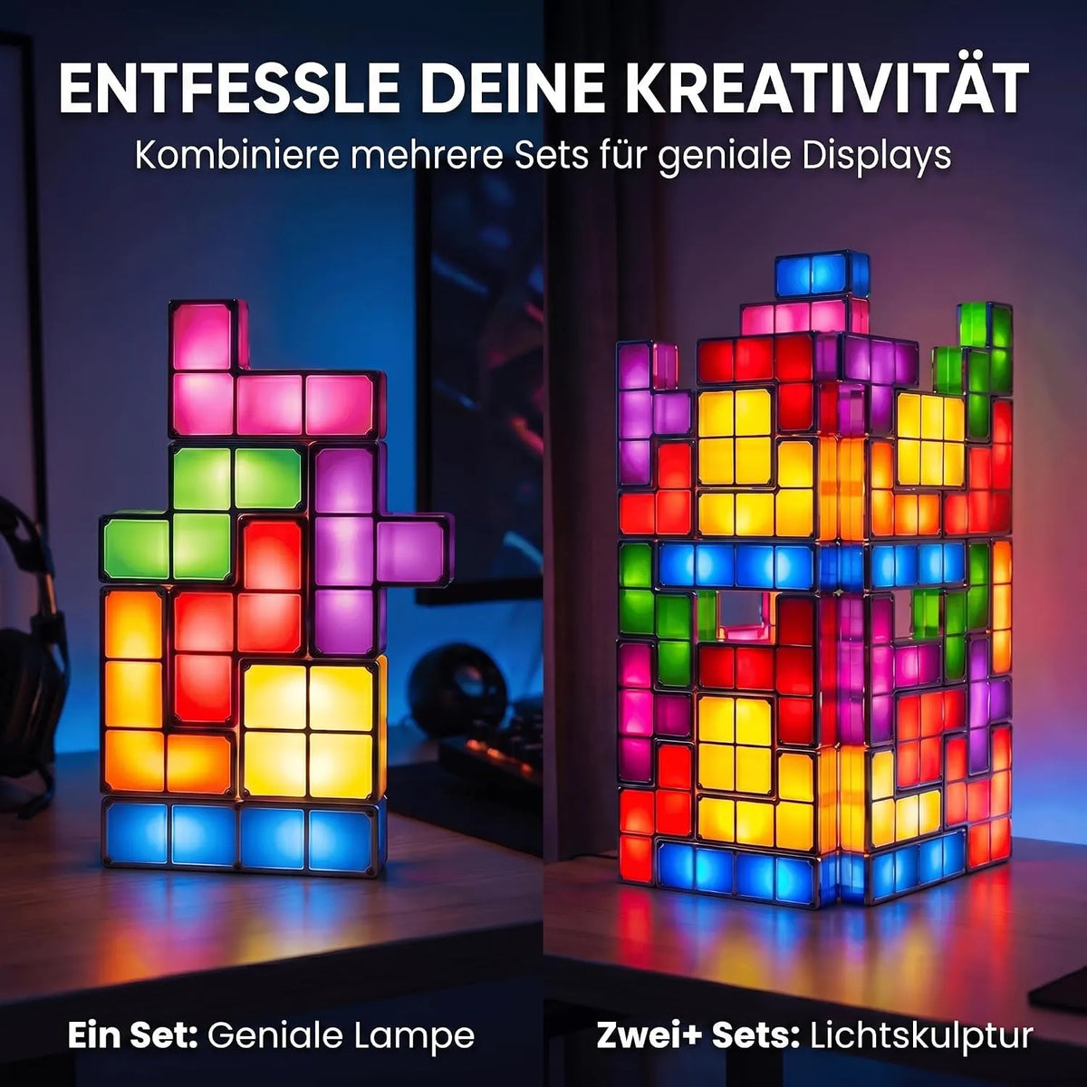 Tetris LED Namizna Svetilka 7 Kosov