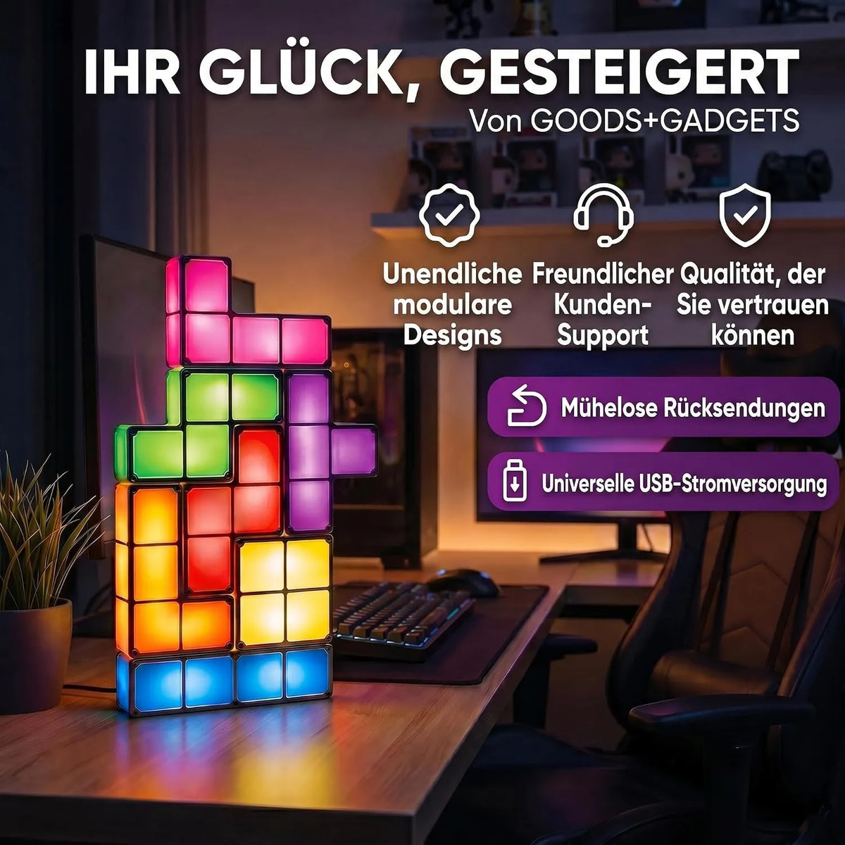 Tetris LED Namizna Svetilka 7 Kosov