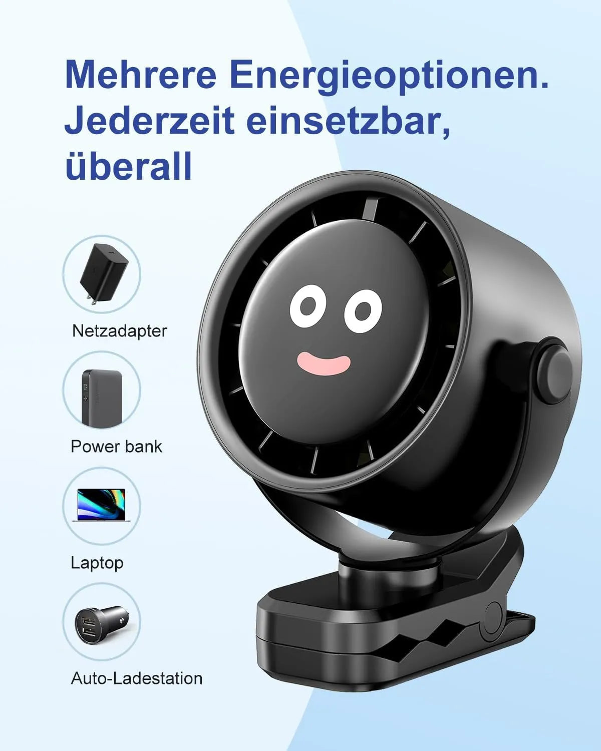 USB-C Polnilni Namizni Ventilator s Ščipalko 1x1x1 cm