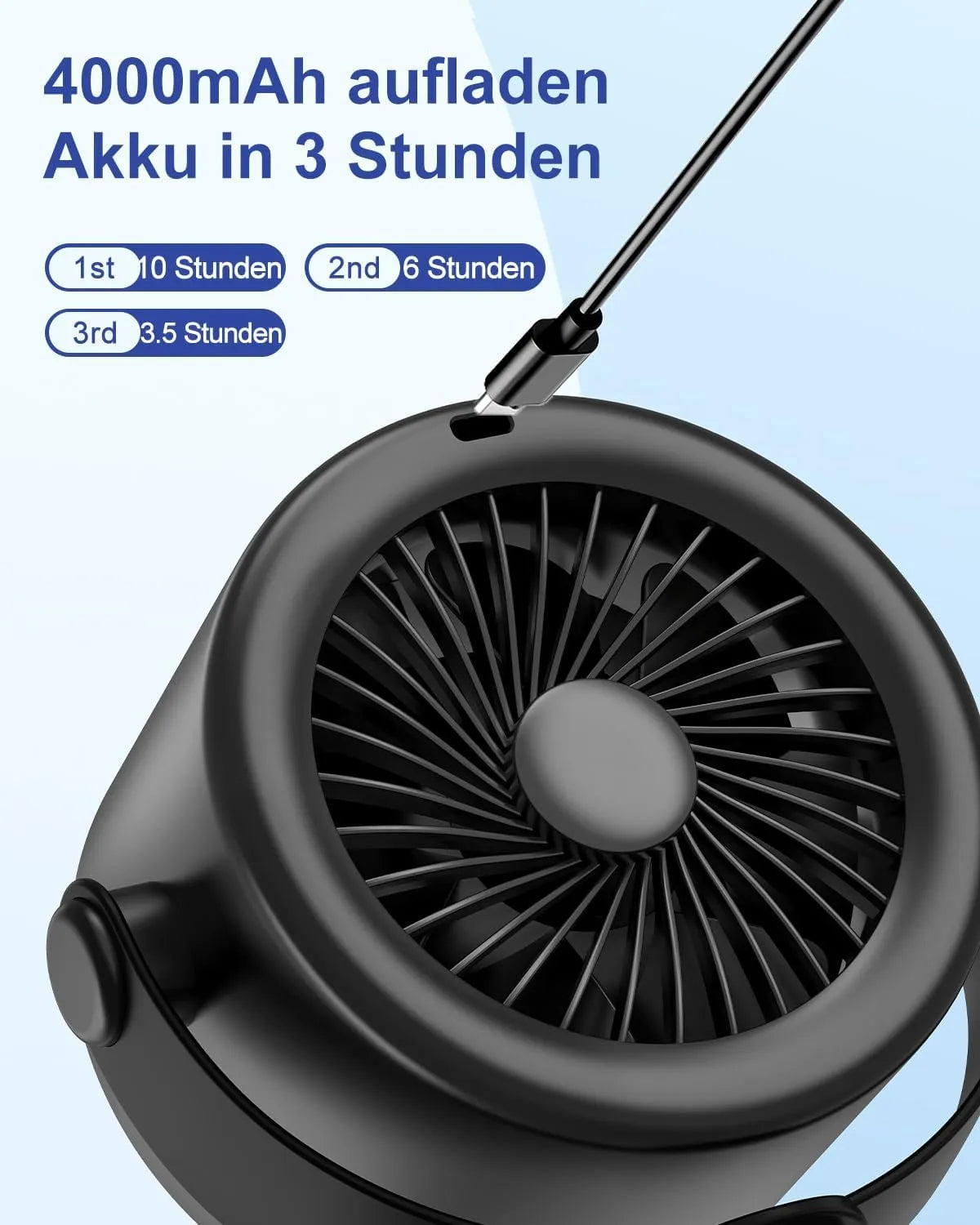 USB-C Polnilni Namizni Ventilator s Ščipalko 1x1x1 cm