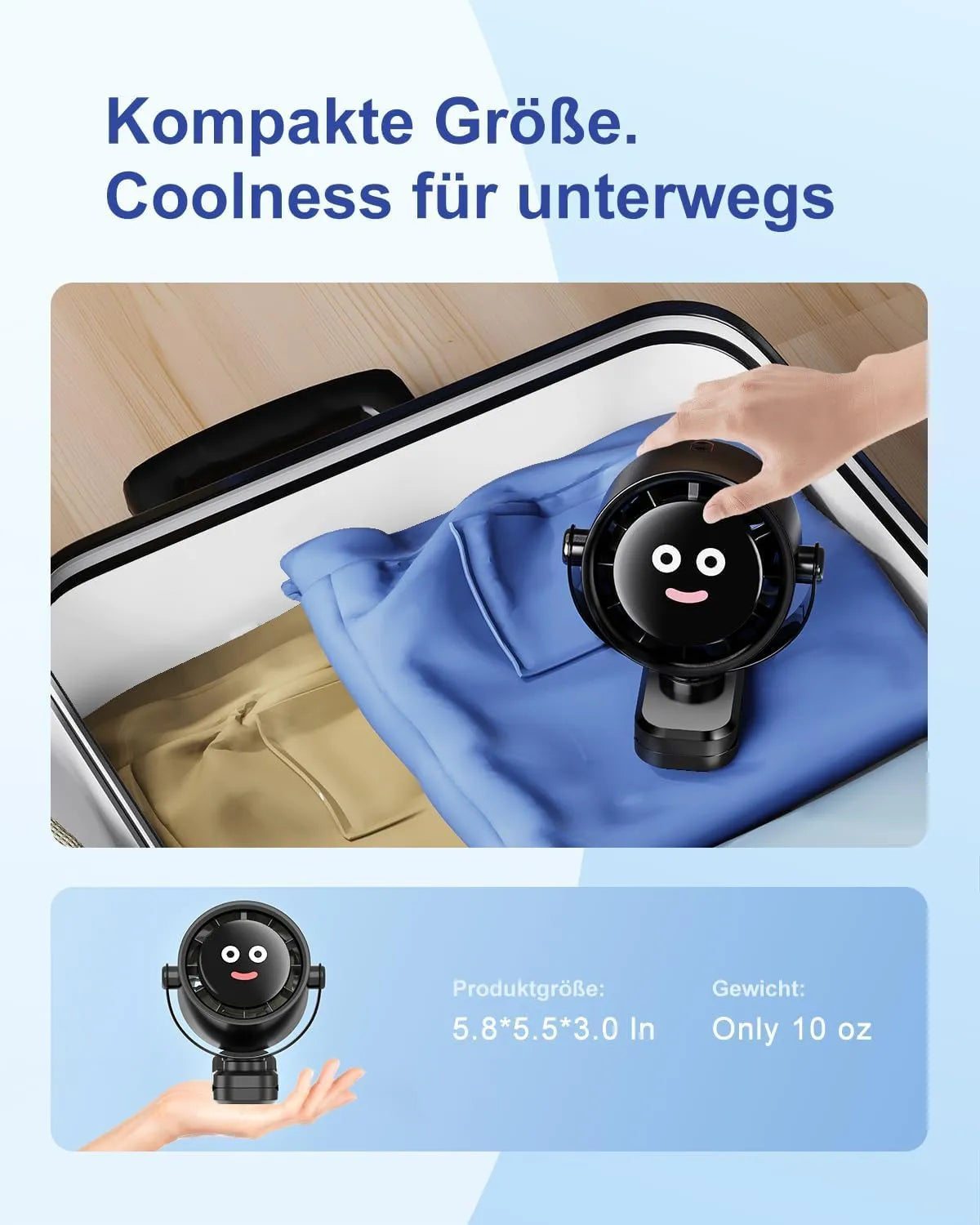 USB-C Polnilni Namizni Ventilator s Ščipalko 1x1x1 cm