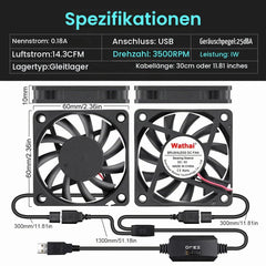 USB Ventilator za Hlajenje 6 x 1 cm 2 Kosa