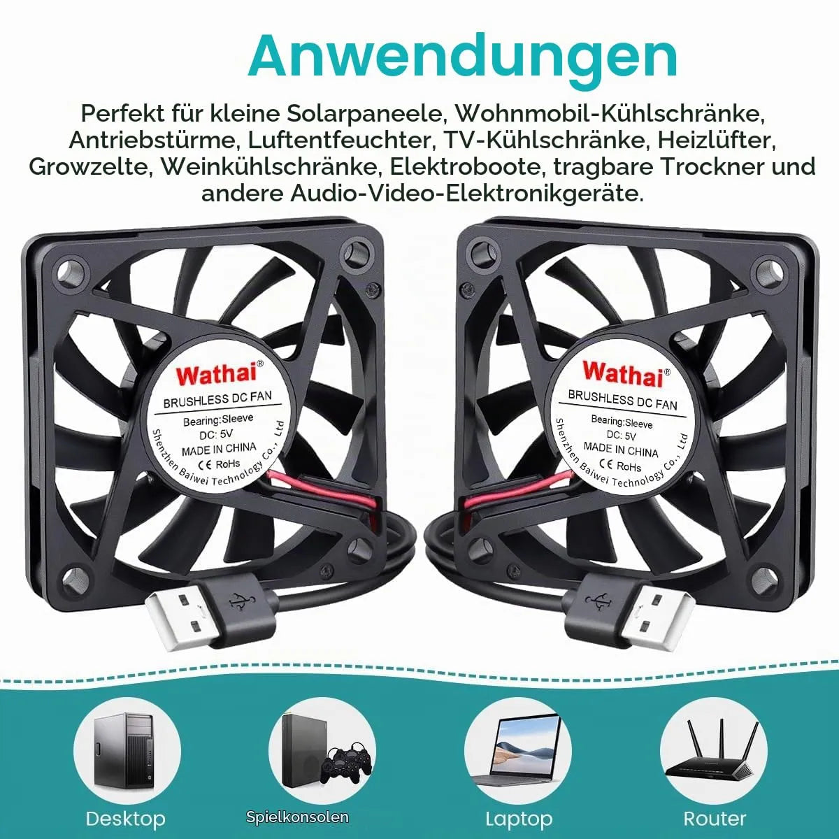 USB Ventilator za Hlajenje 6 x 1 cm 2 Kosa
