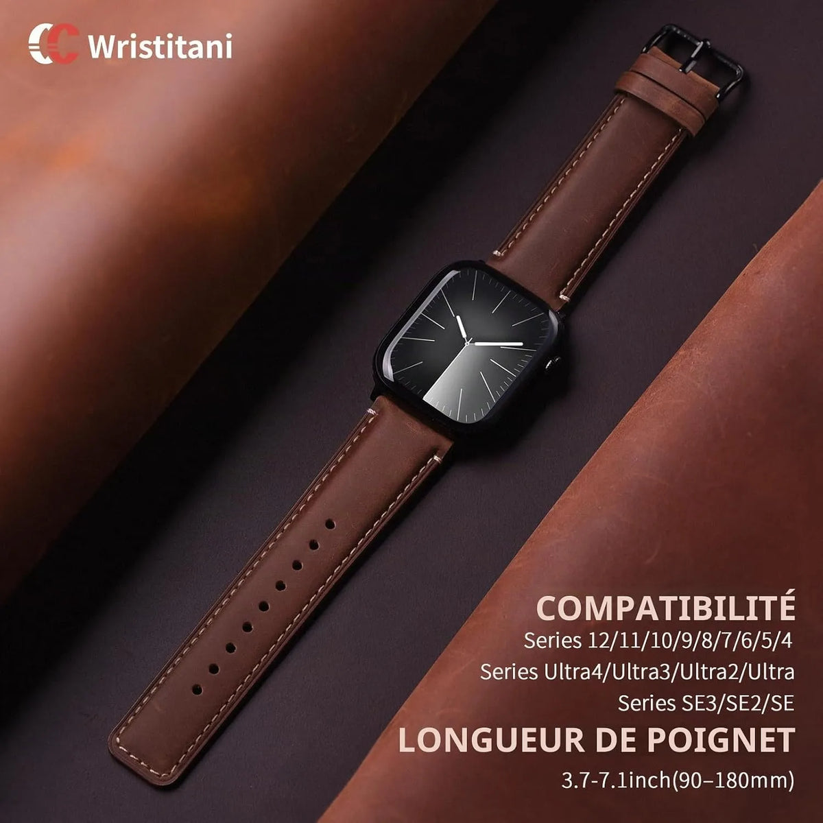 Usnjeni Pašček za Apple Watch za Zapestja 9–18 cm
