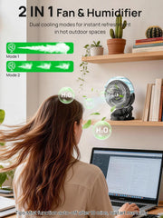 Ventilator s Pršilnikom Vode in Baterijo 6000 mAh 1 Kos