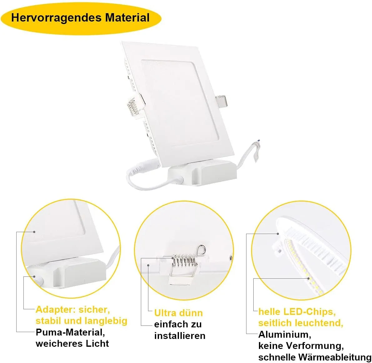 Vgradna Kvadratna LED Panelna Svetilka 9W 12,5x12,5 cm 5 Kosov