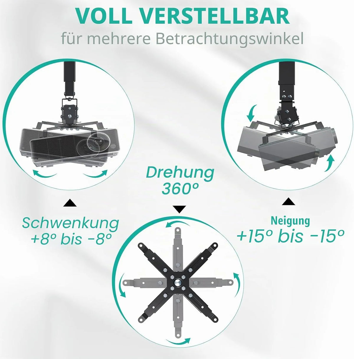 WALI Stropni Nosilec za Projektor 33-54 cm