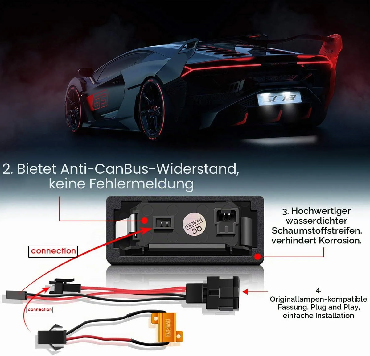 WinPower 2-delni Set LED Osvetlitev za Registrsko Tablico