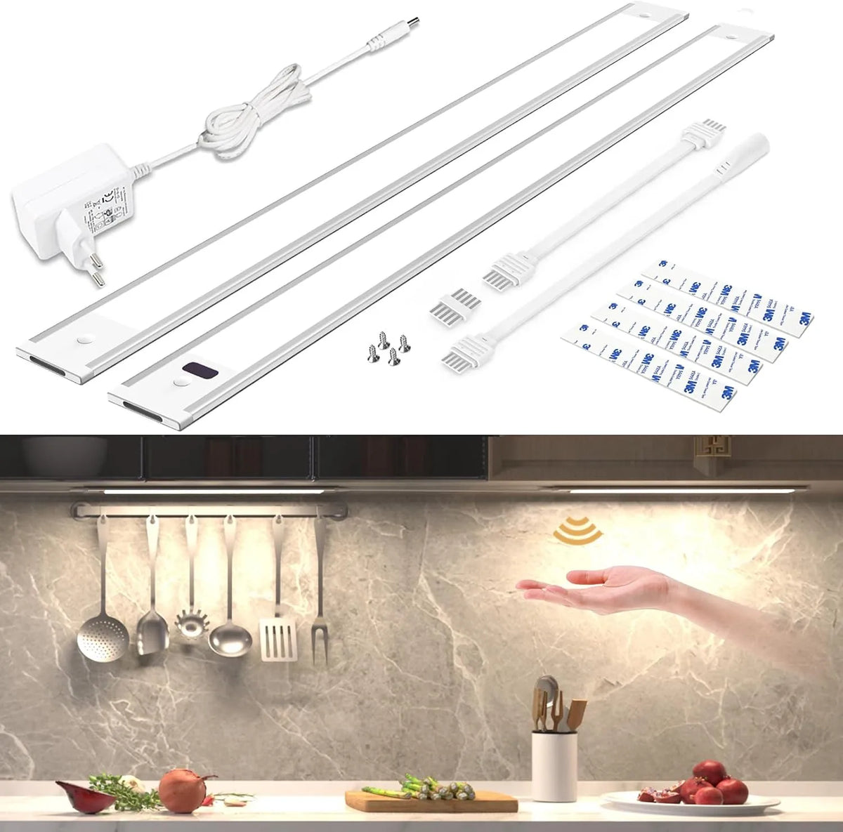 WOBSION Podpultna LED Svetilka za Kuhinjo 42 cm 2 Kosa