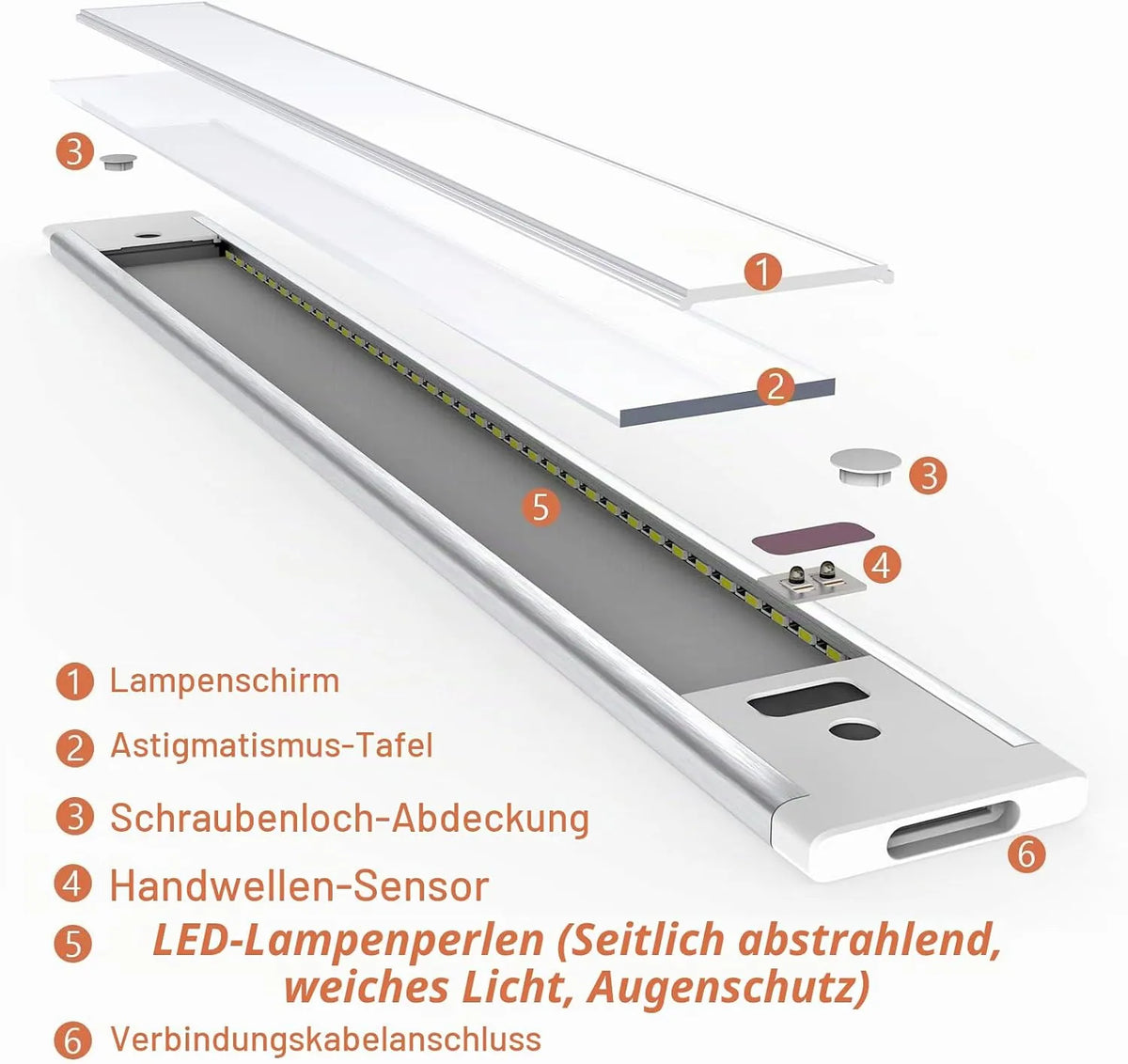 WOBSION Podpultna LED Svetilka za Kuhinjo 42 cm 2 Kosa