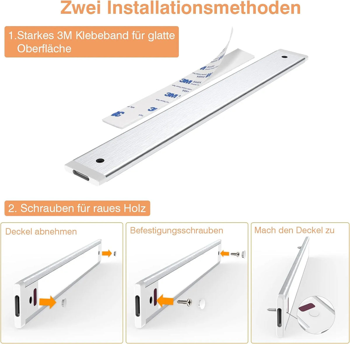 WOBSION Podpultna LED Svetilka za Kuhinjo 42 cm 2 Kosa