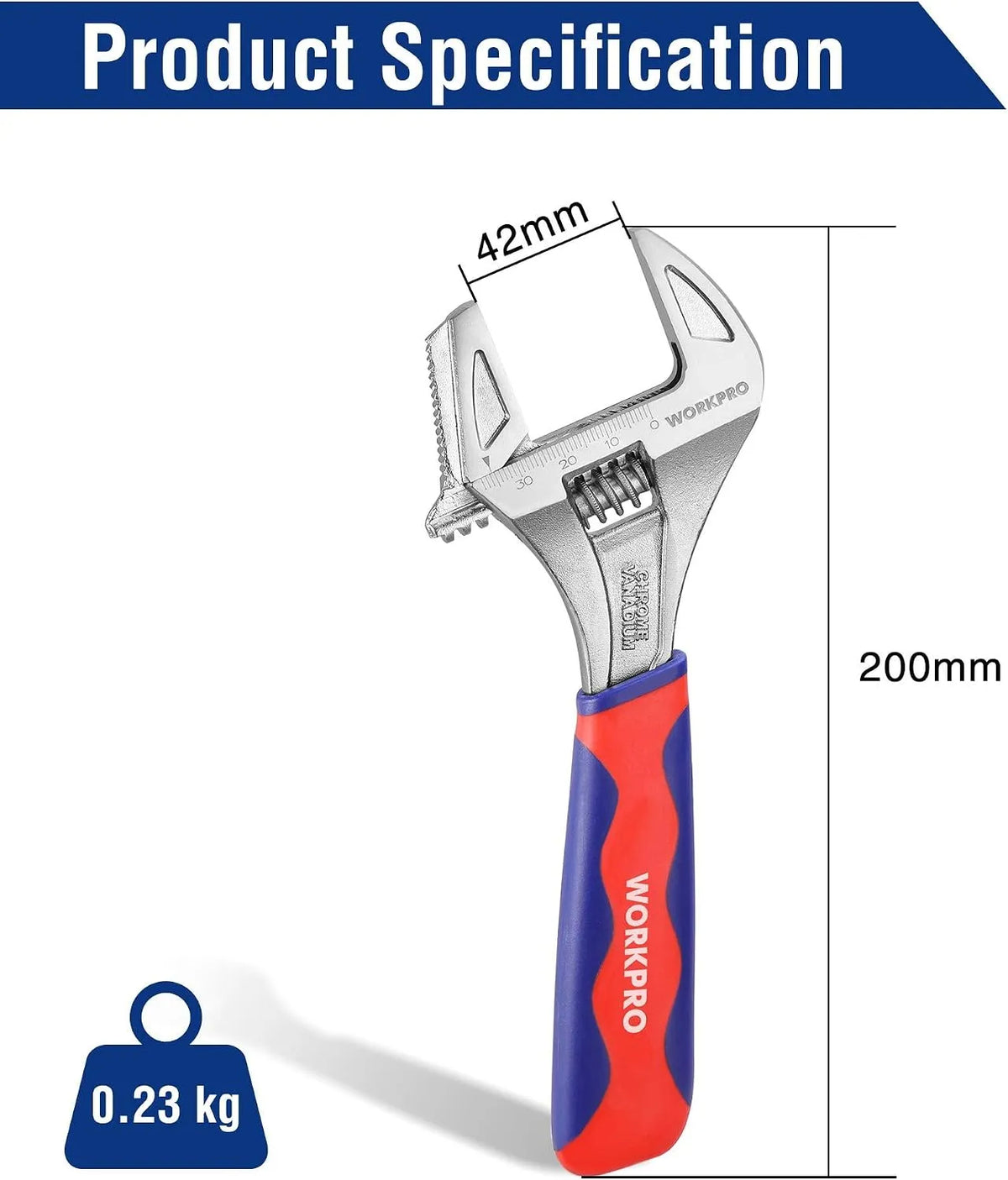 WORKPRO Nastavljivi Ključ in Cevni Ključ 200 mm