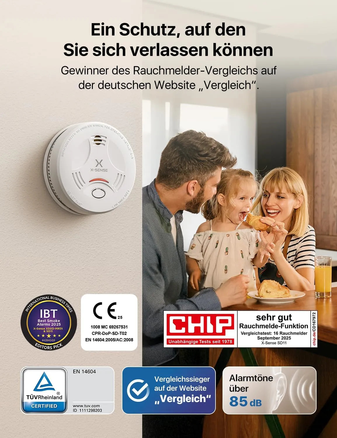 X-Sense Dimni Alarm 12,2 x 12,2 cm