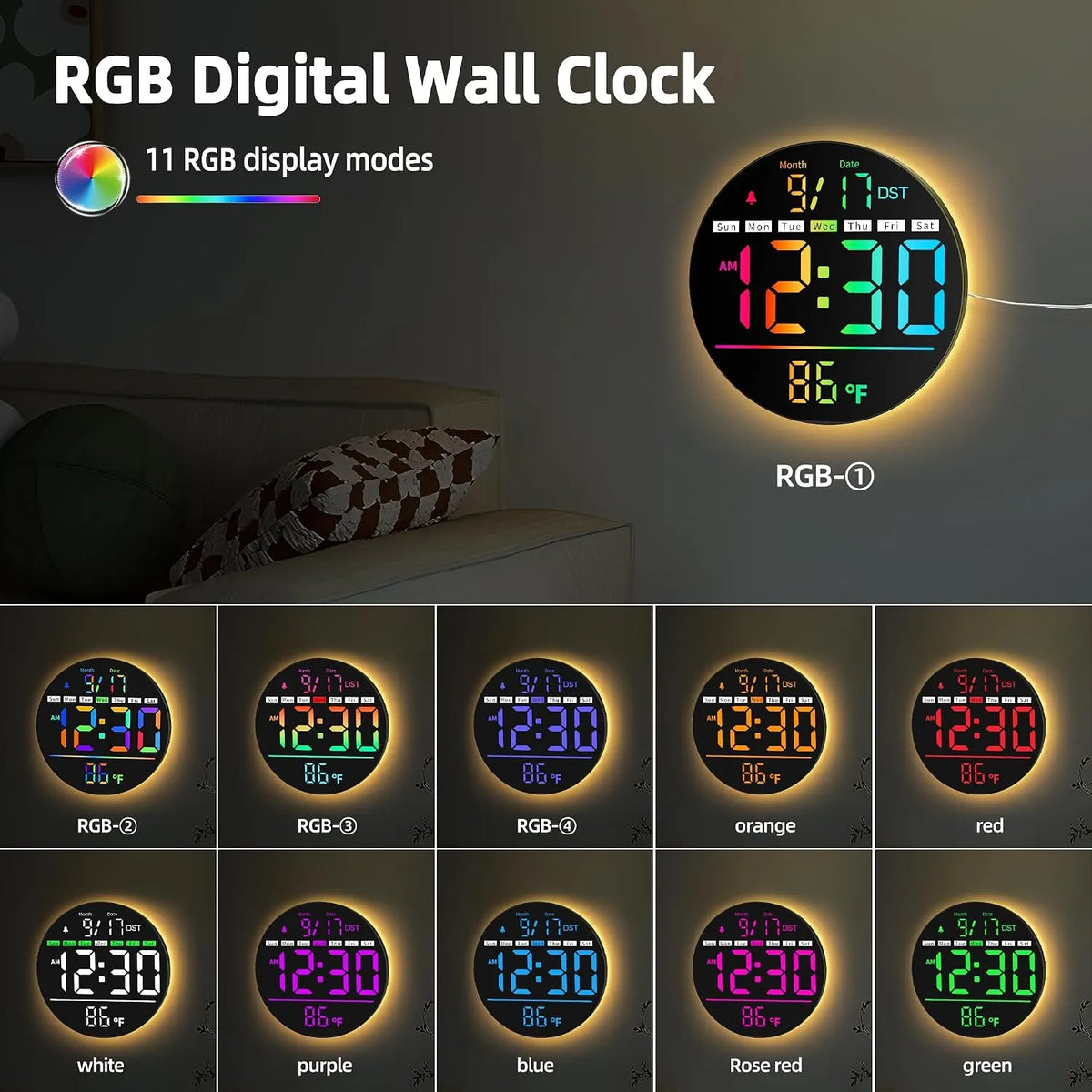 Yiwu Lanpa E-Commerce Co., Ltd. Digitalna Stenska Ura 20 cm