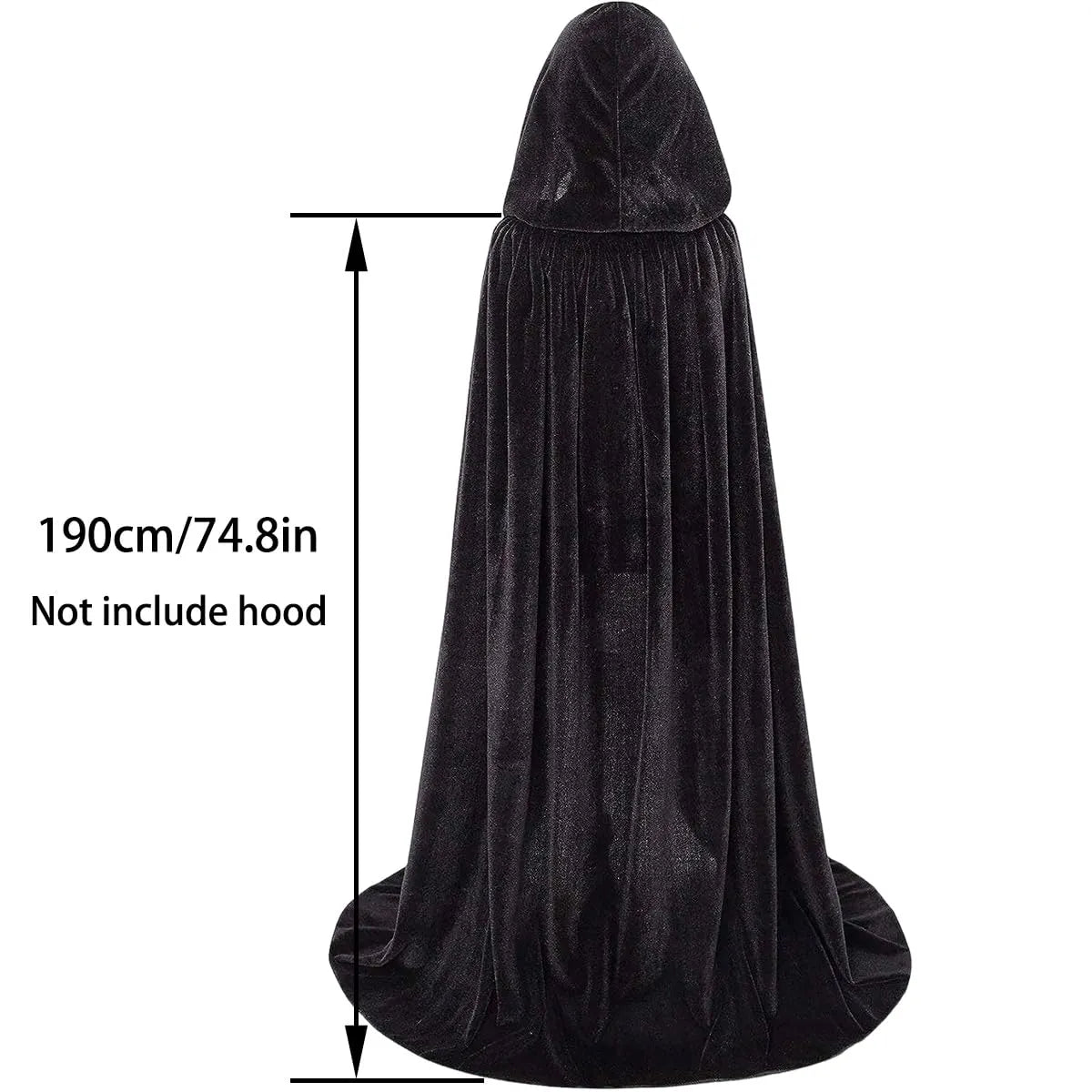 Žameten Vampirski Plašč s Kapuco 190 cm