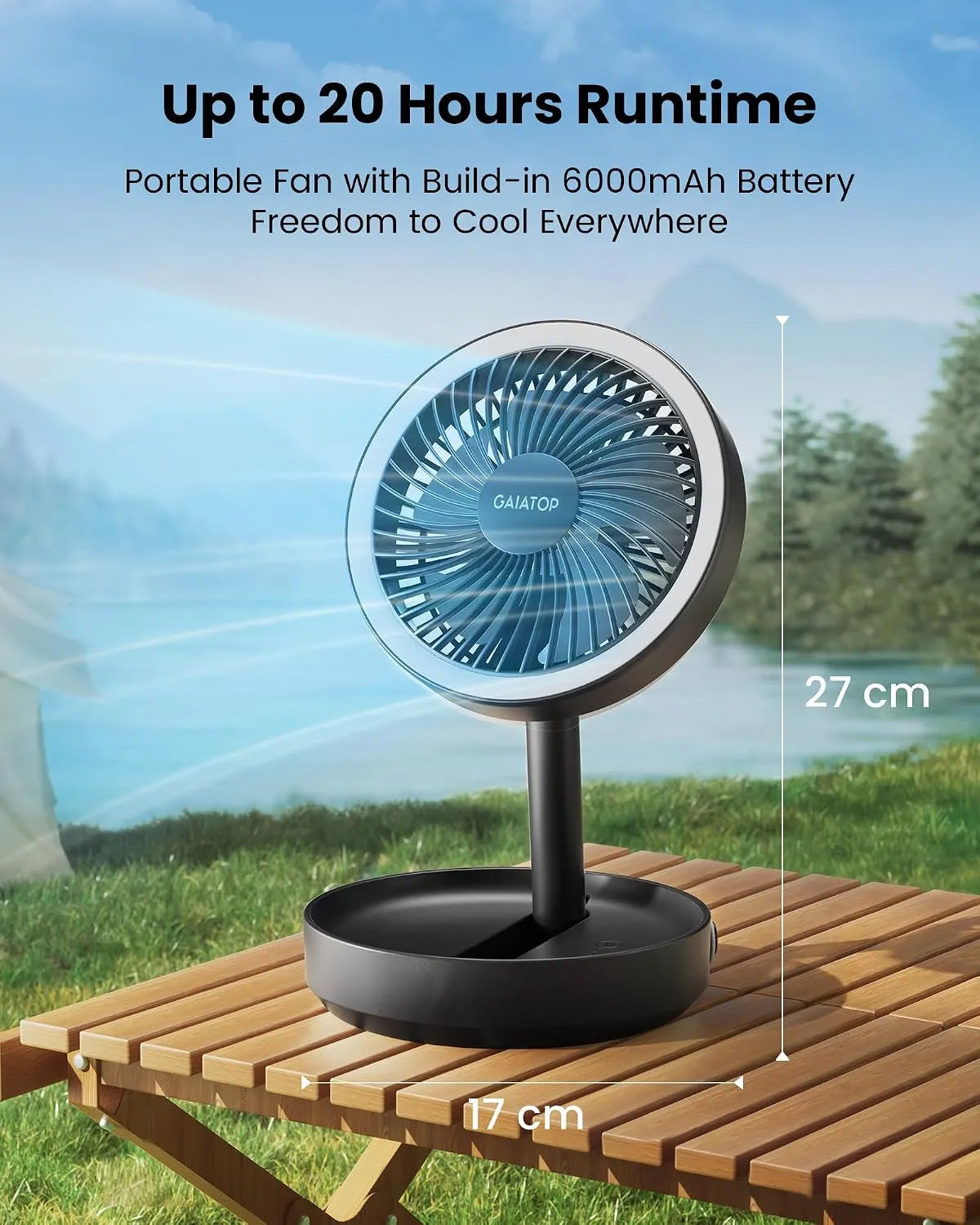 Zložljiv Namizni Ventilator z Nočno Lučko 17.2 cm